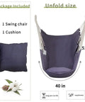 Hammock Chair Stand With Hanging Swing Chair Included For Indoor Outdoor, grey cotton weave wrap, unfolded size 40x51 inches