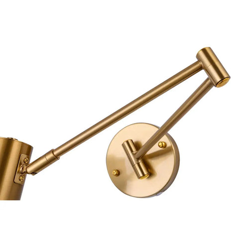 Brass Swing Arm Wall Sconce Set Of Two With Plug In Design 4500K Neutral White LED Adjustable Swivel Arm Lighting shown in detail