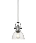 Hines Mini Pendant Light for Kitchen Island and Dining Room with chrome finish and seeded glass shade, modern ceiling fixture