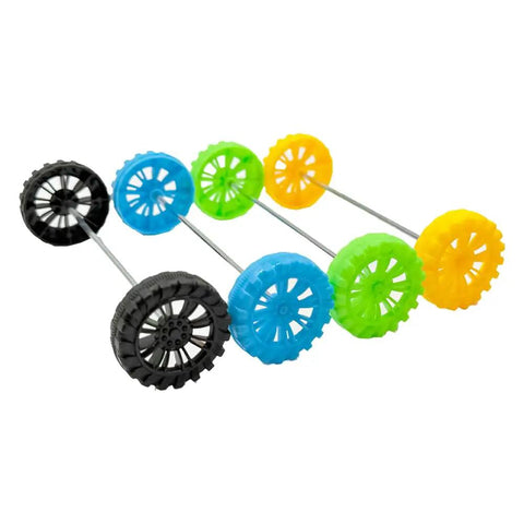 40 Pc Plastic Vehicle Wheels With 20 Pc Metal Axles For RC Cars Trucks Drones Robots Helicopters Diy Model Toys Building Accessories Mix Colors