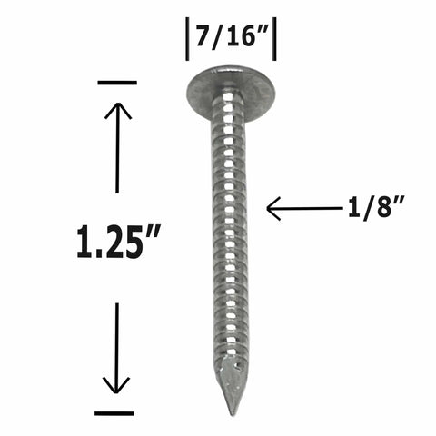 One Hundred Pack 1.25 Inch Ring Shank Aluminum Nails Flat Head Rust Resistant Finish Built For Vinyl Siding Roofing Fascia Trim Jobs Demanding Heavy Duty Performance