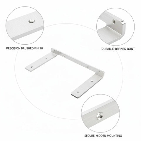 Hidden Stainless Steel Floating Shelf Bracket, 11.4 x 5.9 x 1.9 inches, showing precision brushed finish and durable joints.