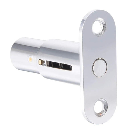 Top Shelf Zinc Alloy Push Plunger Lock With Keyed Alike Chrome Finish For Drawers Desks And Wardrobe Cabinets, side view detail.