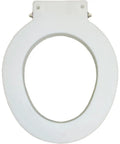 Medic-Aid 4 Inch Toilet Seat Lift Spacer Round White with stainless steel mounting bracket, top view for US/Canada round bowls