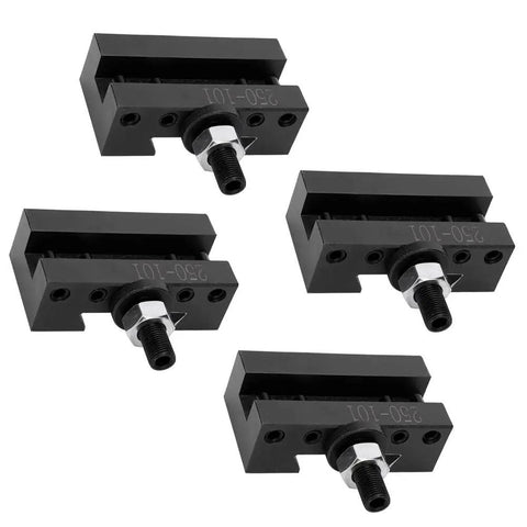 4PC Quick Change Boring Tool Set With High Carbon Steel CNC Fixture Clamps, showcasing four durable black steel clamps.