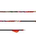 High Modulus Carbon Arrow Shafts 12 Pack With Dual Spine Weight Forward Tech For Smooth Shootin And Locking In That Bullseye Every Single Shot Laser Checked Precision And Pro Hunting Setup Game Changer, featuring detailed red and black design.
