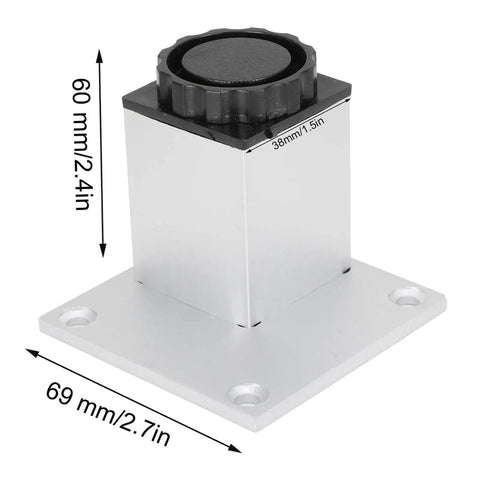 Aluminum Square Sofa Leg Set Adjustable 60mm Cabinet Foot Furniture Hardware Fittings with oxidized finish and modern look