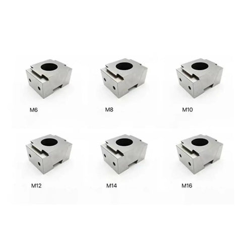 Heavy Duty Cnc Wedge Clamp Slick Precision Vice Block Knockout Performance Quick Release Side Mount Adjustable Fixture built tough for steel aluminum part fixturing, showing multiple sizes M6 to M16.