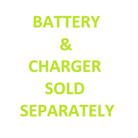 Text image stating 'Battery & Charger Sold Separately' for 18V Battery Operated Multi Tool With Variable Speed Up To 34,000 RPM.