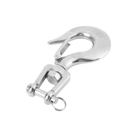 Rock Solid 304 Stainless Steel Swivel Lifting Hook Heavy Duty Up To 1000Kg with locking safety eye for rigging tasks.
