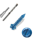 200 Pack 1/4 Inch By 1-1/4 Inch Slotted Hex Washer Head Concrete Screws With Drill Bit And Wrench For Masonry Block Brick Anchoring Blue Heavy Duty