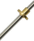 Close-up of 350mm T8x4 Lead Screw With Brass Nut for 3D Printers and CNC Z Axis, SUS304 stainless steel with Acme thread detail