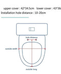 Dimensions and measurements diagram for Universal Wooden Toilet Seat With Slow Close Soft Drop Lid And Sturdy Chrome Hinges.