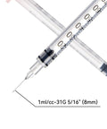 Disposable U-100 1 Ml Syringes, 31G 5/16 In 8 mm Length, Thin-Walled, Leak-Proof Design, Individually Wrapped Lab Supplies, Pack Of 100 For Clean Use, Easy Dosing, Accurate Readouts, No-Fuss Medical And Lab Work. 1ml syringe 31G 5/16in 8mm