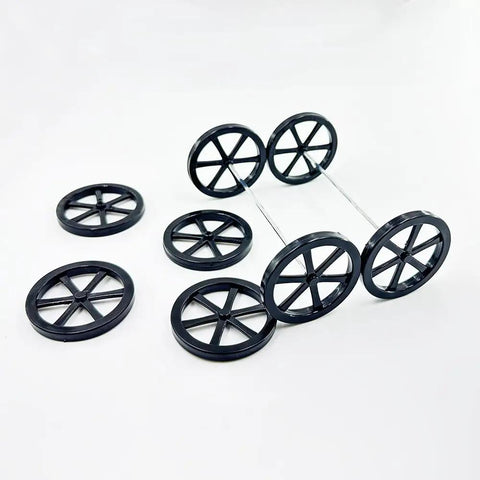 8 Pack RC Car Wheels 44mm Plastic Wheels With 2mm Shafts For RC Cars Trucks Robots DIY Builds Black 8 Pieces With 4 Shafts Included