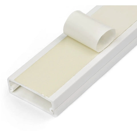 Rugged Cable Management Raceway With Adhesive Tape And Cover, 1 1/4 Inches Wide, 3 Feet Long, Hides Up To 12 Cables
