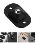 No Fuss Heavy Duty Caster Wheels 12 Pack With 360 Degree Swivel For Gliding Furniture And Appliances Super Silent Glide Easy Peel Stick Black Low Profile Rollers close-up view of a black adhesive caster wheel attachment
