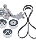 Premium Drive Belt Tensioner Idler Pulley Kit Fits Tacoma Tundra Fj 2007 2008 2009 Fixes Slow Noise And Slack Problems Fast To Keep Engine Running Smooth Like Butter Without Breaking Down Gives Peace Of Mind. silver tensioner pulley kit with serpentine belt and idler pulleys