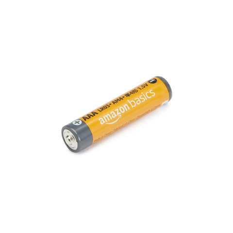 Heavy Duty Aa And Aaa Alkaline Battery Value Pack With 24 Each For Toys Game Controllers Flashlights And Digital Cameras showing a single AAA alkaline battery.