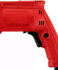 Heavy Duty Corded Power Drill With Beast Mode 8 Amp Motor delivering high torque, red casing, ergonomic grip for various materials.