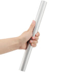 Hand holding 1-1/4 Inch Aluminum Rod 16 Inch Round Bar Stock 6061 solid extruded aluminum bar, corrosion resistant for industrial use and DIY projects.