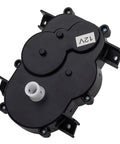 RS280 12V Steering Gearbox With Motor For Kids Ride On Cars Replacement Parts; black durable plastic gear box, top view