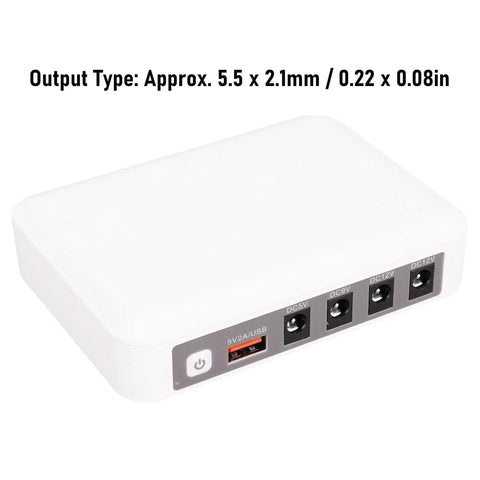 Top Shelf Uninterruptible Power Supply With Dc Output And 7800Mah Ups Battery Backup To Keep Routers And Modems Running Smooth Through Blackouts So You Can Ride Out Grid Failures Without Dropping Calls Or Stalling Your Hustle. White UPS with multiple DC outputs and USB port.