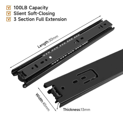 Heavy Duty 18 Inch Full Extension Drawer Slides With Ball Bearing Smooth Glide Built To Haul 100 Lb Loads No Sag Bracket
