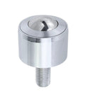 Ball Caster Roller Transfer Bearing Unit With Stud Mount And Thread Stem, 1.77 Inch Diameter, Heavy Duty Bearing Steel, Ball Transfer For Appliances And Machinery, 992 Lb Total Load Capacity, Silver, threaded stem