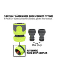 Garden Hose Quick Connect Fittings Kit with Flow Stop Couplers and Plug, 3-Piece No-Sweat Set for Easy Connect and Leak-Free Attachments