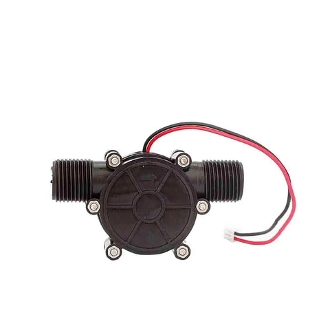 Front view of a 12V Micro Hydroelectric Generator For Home Use, Portable Water Turbine Power Generator with wires, black casing.