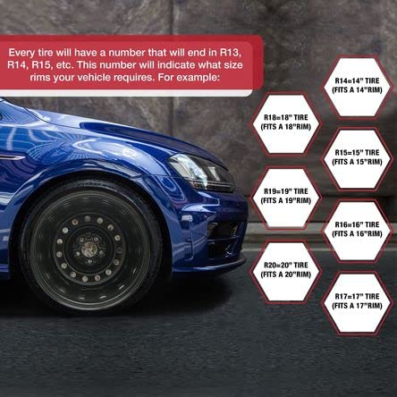 18 Inch Machined Gray Alloy OEM Rim For 2015 2020 Canyon Road Ready SUV Wheel Genuine OEM Replacement Fits TPMS Lug Nuts Valves And Winter Tires Easy Install shown next to tire size chart on car.