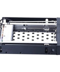 Premium Dual Bay 2.5 Inch SATA HDD and SSD Caddy featuring slick push pull bars, showing interior design and ventilation holes.