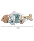Heavy Duty Wooden Coat Hook Organizer Built Different For Entryway Storage Hella Sturdy Wall Mounted Hat Rack in fish design, 62cm long.