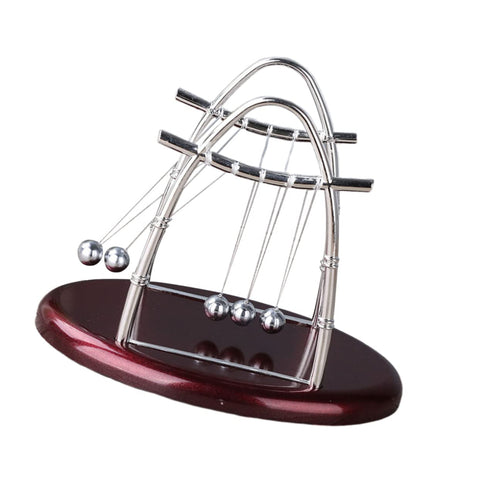 Large Newton Cradle Pendulum Desktop Physics Toy For Home Office Use Five Ball Demonstration on a wooden base