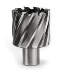 Annular cutter, 1-5/8 in diameter, Weldon 3/4 shank, metallic gray with spiral flutes