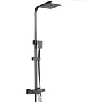 UMJIGF 8 Inch Black Shower System Thermostatic Waterfall Shower Faucet Set showing black brass wall-mounted shower head and handheld unit.