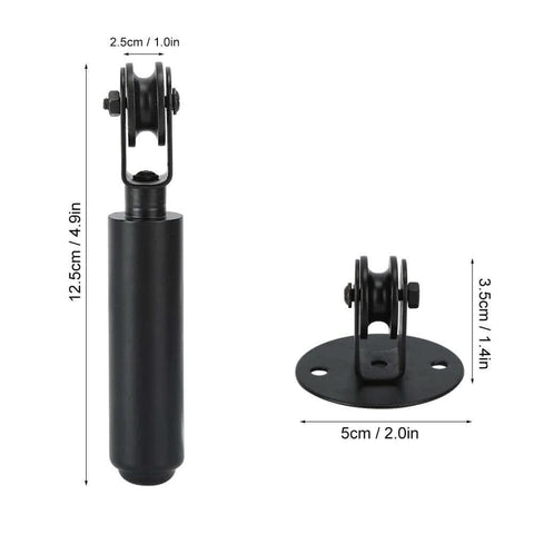Industrial Pendant Lamp Hanging Chandelier Pulley System Kit With Wire Pulleys Bearing Rod And Lifting Accessories shown with dimensions