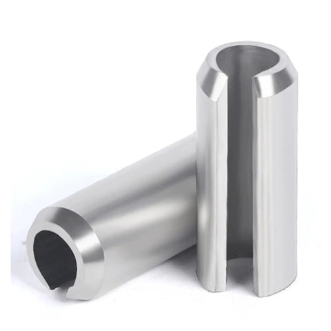 Close-up of Beefy Stainless Steel Spring Dowel Pin Set 304 Grade Split Roll Pins, showcasing split design for secure fastening