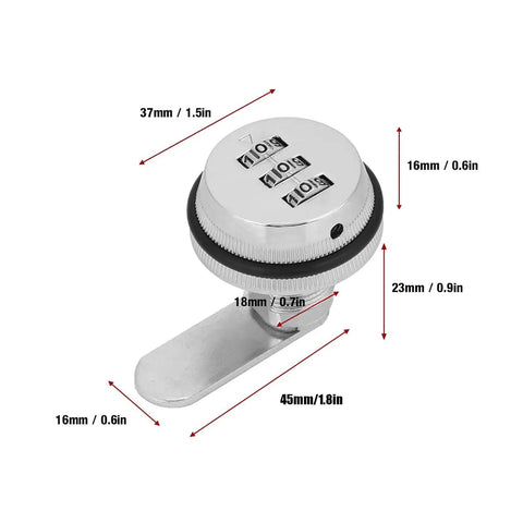 Three Digit Keyless Cabinet Lock With Zinc Alloy Body And Steel Cam Lock For Cabinets Drawers Mailboxes And Storage Boxes Resettable