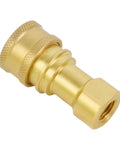 Puruoda brass 1/4in NPTF high-pressure hydraulic nipple with knurled cap, side view