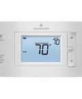 Front view of Non-Programmable Heat Pump Thermostat For 2H/1C, No Sweat Install With Built-In Level, digital display showing 70°F