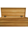 Eight Piece Set Of Two Inch Non Mortise Door Hinges Rock Solid Iron Construction Smooth Bifold Glide Rust Proof Black Finish Heavy Duty Cabinet Hardware Built Tough For No Sweat Installations in an open wooden storage chest.
