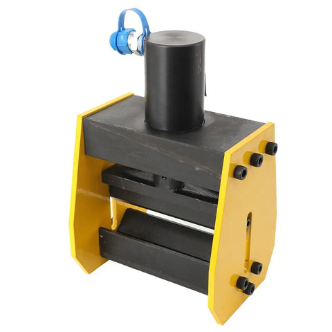 Heavy Duty 20T Hydraulic Busbar Bender For Copper And Aluminum, black and yellow metal tool with hydraulic cylinder.