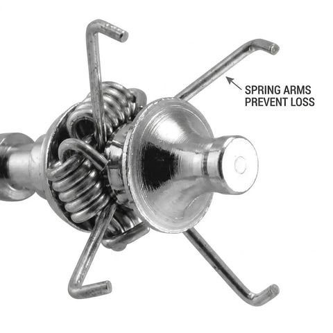 Close-up of Judo Points Screw In 100 Grain Arrowheads 2 Pack with Spring Loaded Arms that Snag Grass and Dirt to Prevent Arrow Loss