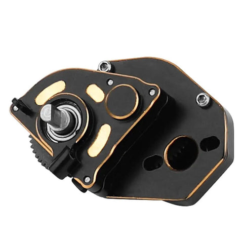 Close-up of Beefed Up 1 To 24 Brass Transmission Case With Internal Gear Assembled Gearbox For Axial SCX24 RC Crawler.