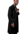 Sturdy Unisex Lab Coat, Classic 39 Inch Length, Pro Grade Medical Gear for Nurses and Doctors, Black, worn by model