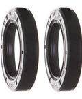 Two shaft oil seals for rotary cutter gearbox, metal outer ring with black rubber inner, 2-pack