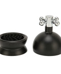 Pro Level 58mm Coffee Powder Distributor And Espresso Stirrer Tool Featuring Adjustable Height Dial Built From Food Grade Metal For Smooth Barista Extraction Plus Even Ground Bedding In Dope Gloss Black, showing sleek design and dual components.
