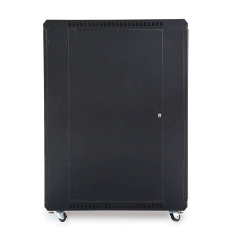Heavy Duty 22U Server Cabinet With Sleek Tempered Glass And Rock Solid Metal Doors 36 Inch Deep Network Rack Enclosure rear view.